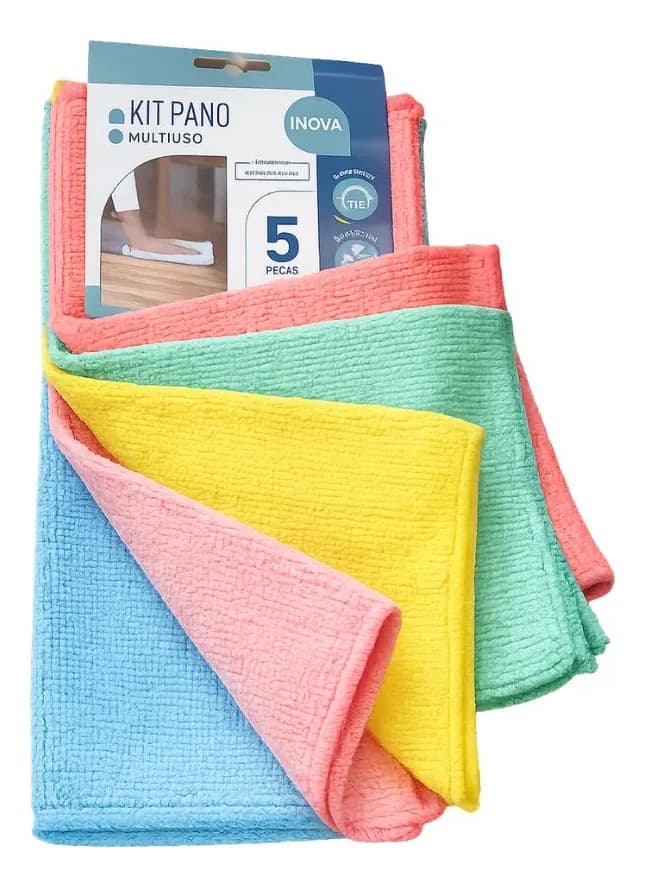 Kit 5 Panos De Limpeza Microfibra Multiuso 25 Cm X 25cm